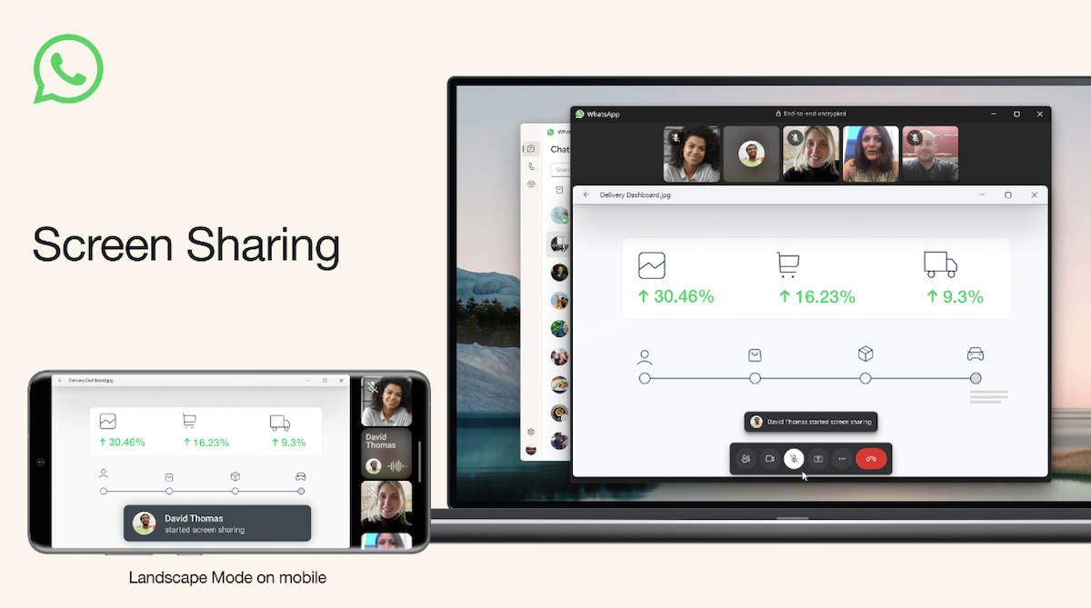 WhatsApp запускает функцию совместного использования экрана во время видеозвонка